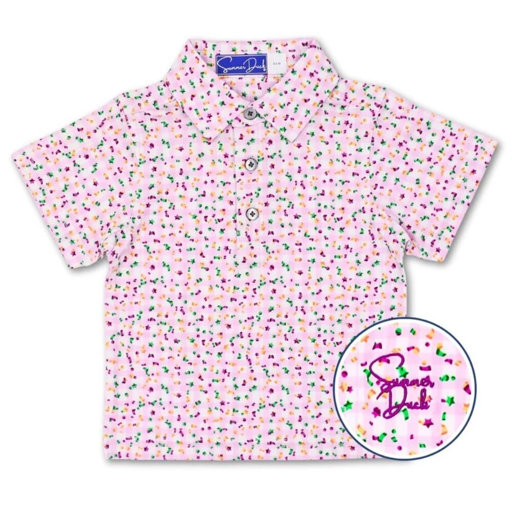 size 2T baby boy Summer Duck Little Nola polo shirt Mardis‎ Gras edition